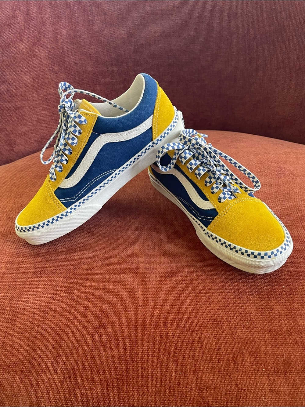 Vans Kids Old Skool Skate Shoes - Yellow & Blue